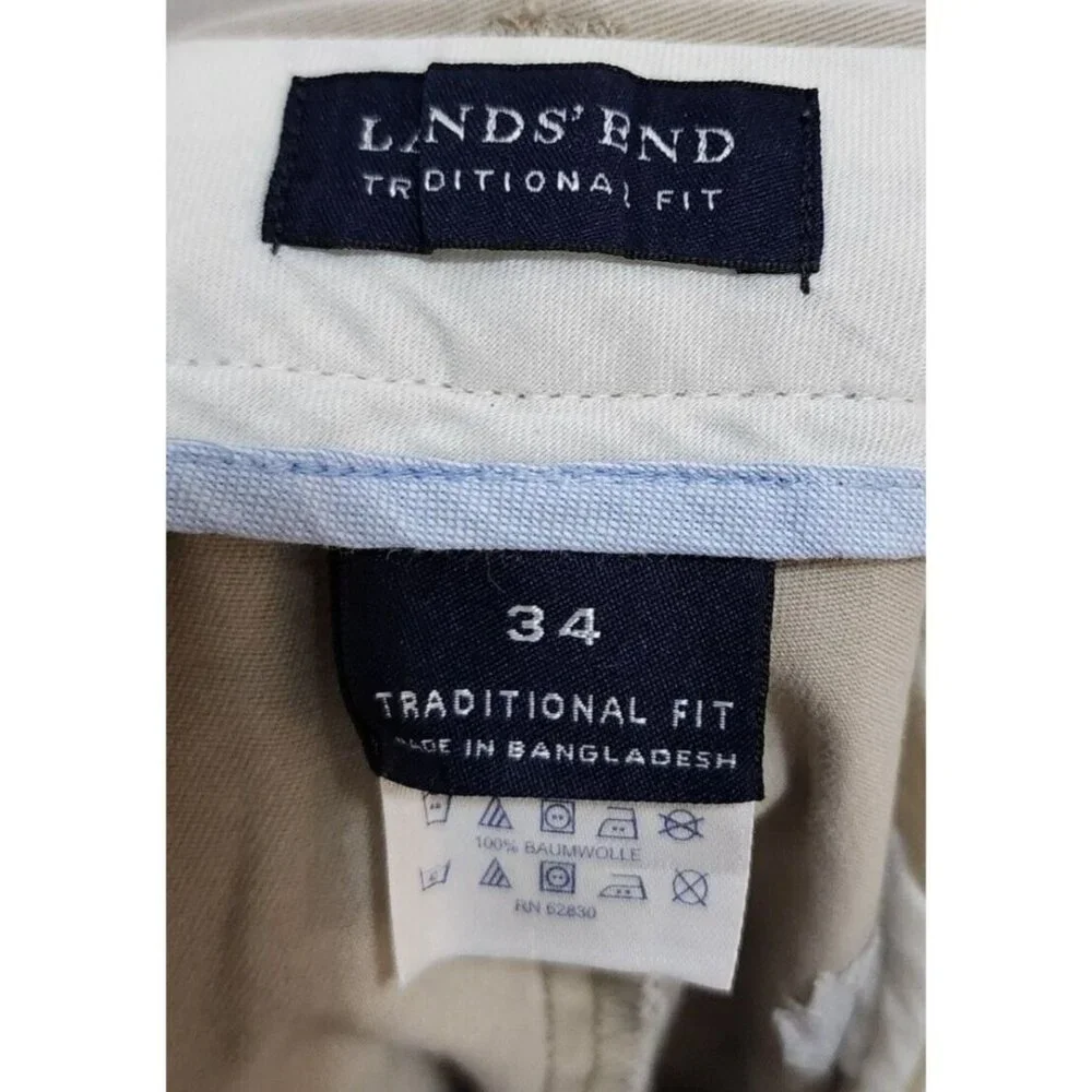 Lot of 3 Lands' End Traditional Fit Chino Shorts Size‎ 34 100% Cotton
